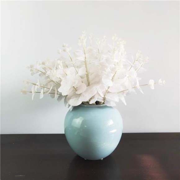 19" Faux Eucalyptus Leaves Stems Fake Silver Dollar Eucalyptus Leaves Branches - Picture 4 of 6